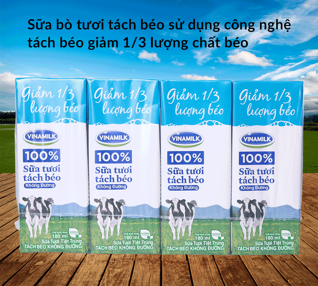 비나밀크 탈지방 무가당 멸균우유 180ML (4개입)