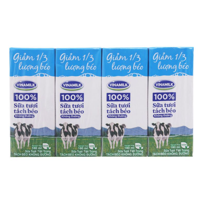 비나밀크 탈지방 무가당 멸균우유 180ML (4개입)