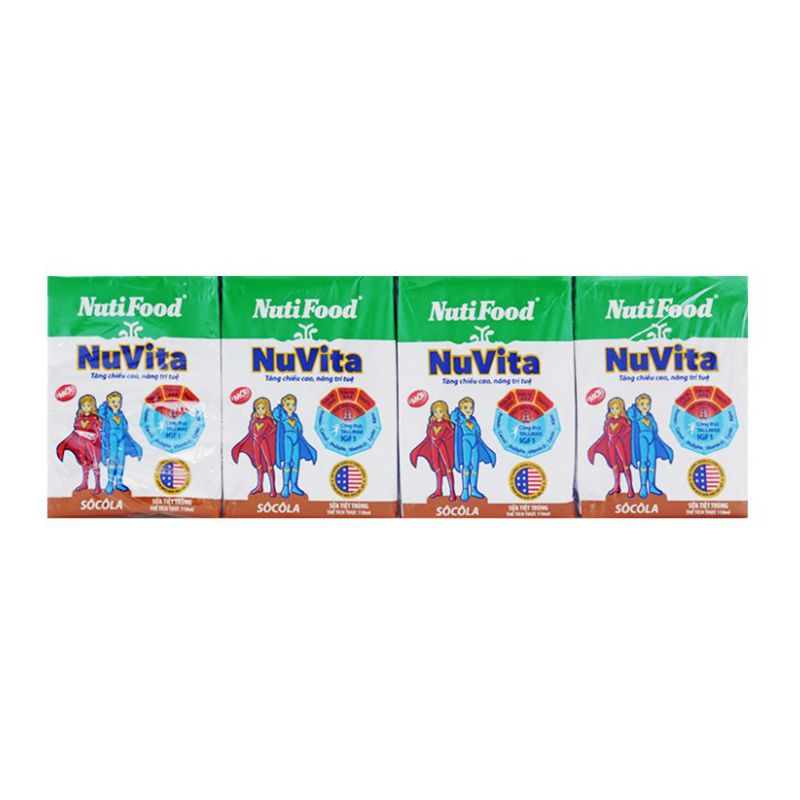 NutiFood NuVita 멸균우유 초콜릿맛 110ML (4개입)