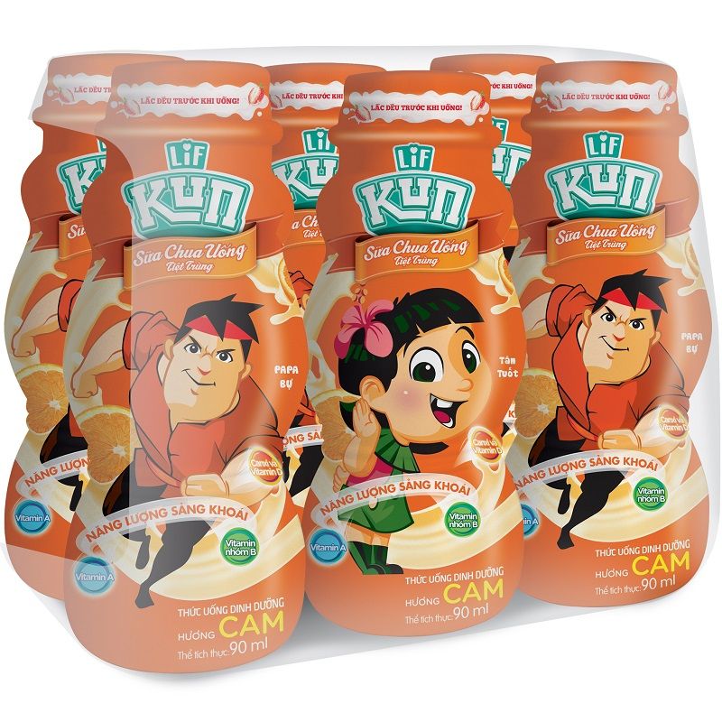 Kun 드링킹 요거트 오렌지맛 90ML (6개)