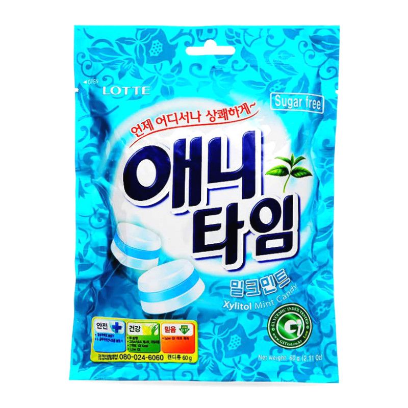 롯테 애니타임 밀크민트 캔디 60G