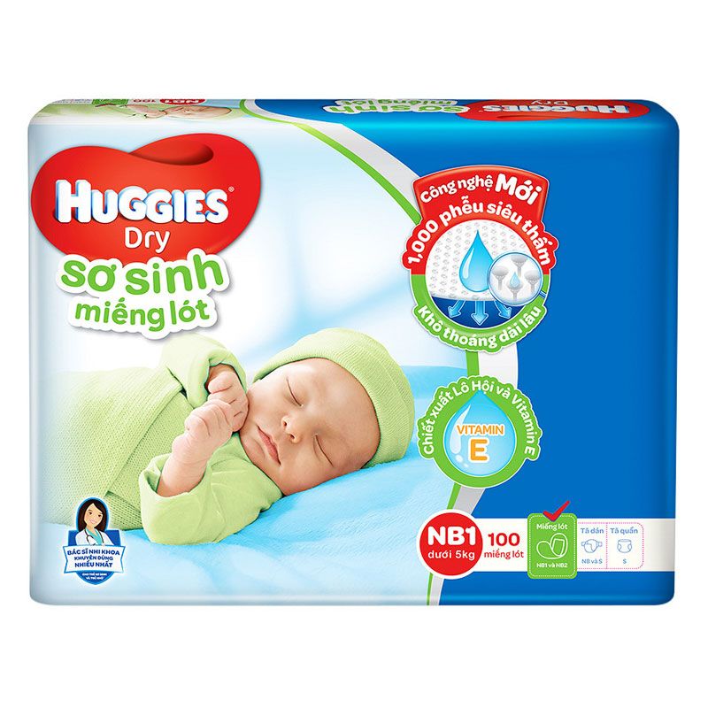 MIENG LOT HUGGIES DRY NB1 100M