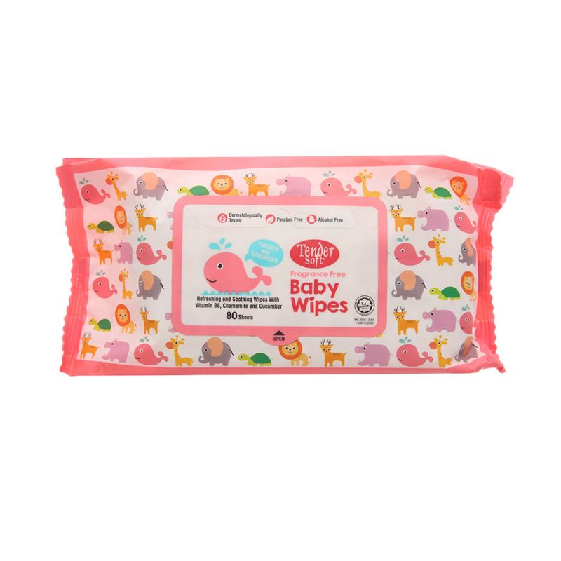 Tender Soft 베이비 무향기 물티슈 (80매) 핑크