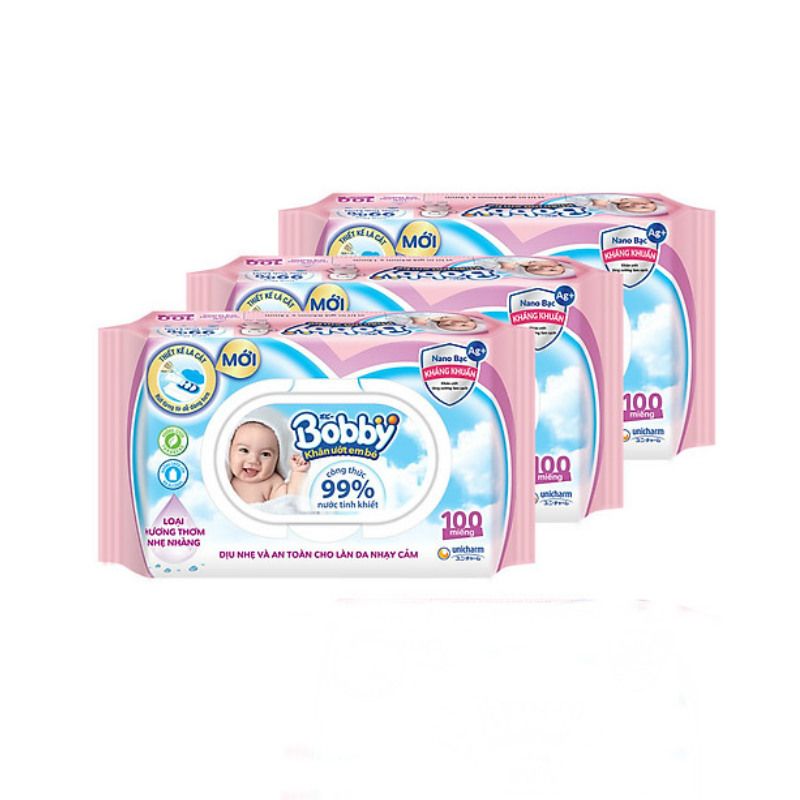 Bobby 물티슈 소프트향 (100매x3개) (3개 구매시 1개 증정)