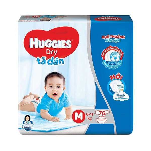 Huggies Dry Super Jumbo M76 베이비 기저귀 패드형 76매 (6-11KG)