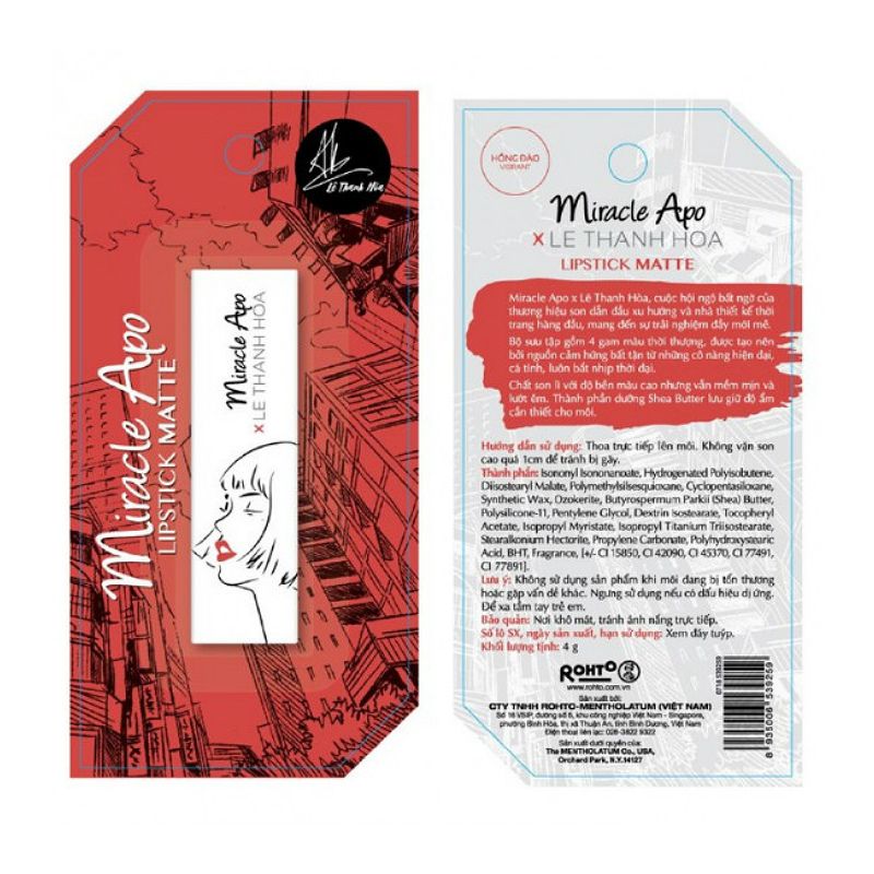 Miracle Apo Vibrant 매트 립스틱 4G - 피치 핑크