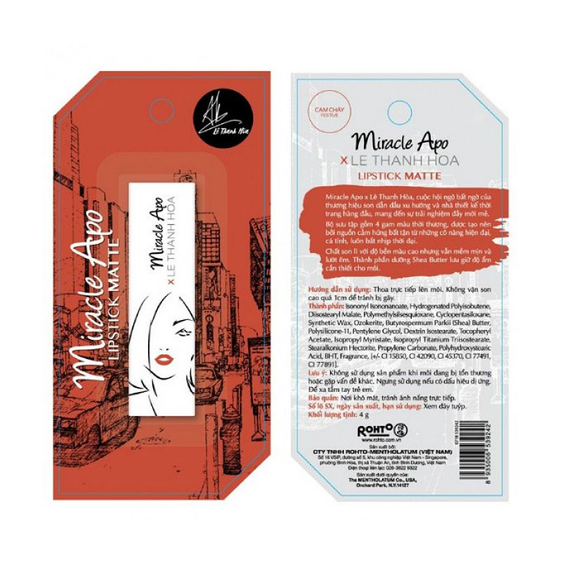 Miracle Apo Festive 매트 립스틱 4G - 오렌지