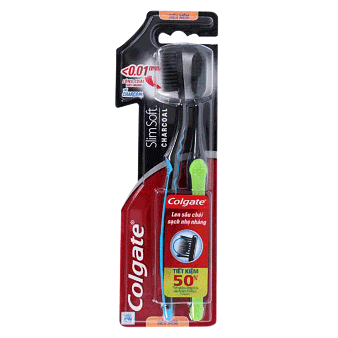 Colgate Slim Soft Charcoal 칫솔 2개입