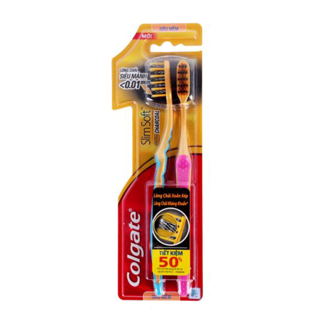 Colgate Slimsoft Charcoal Gold 칫솔 2개입