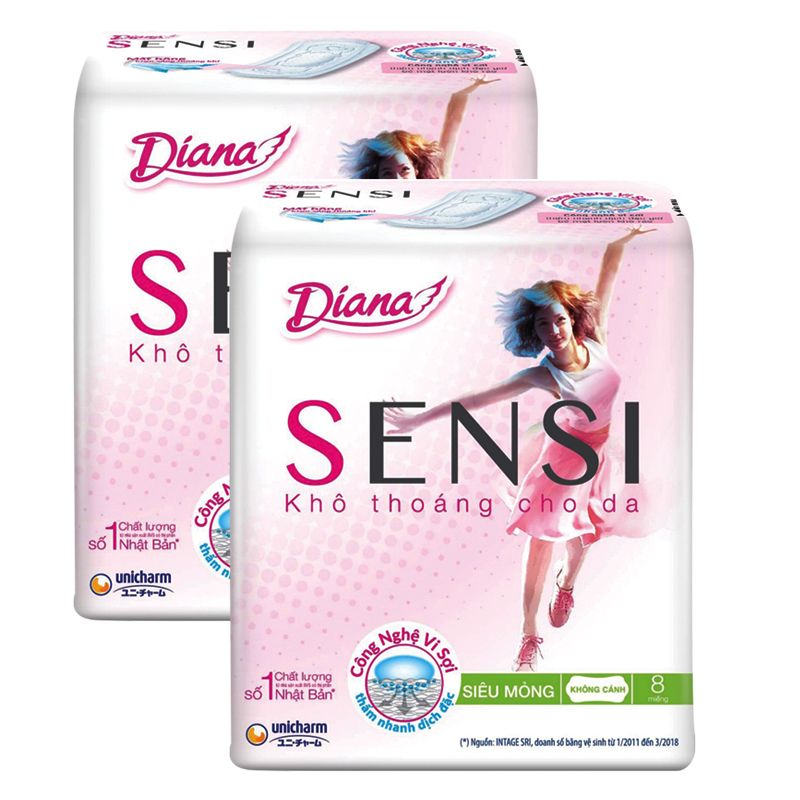 Sensi 슈퍼슬림 날개형 생리대 23CM (2개) (생리대 8매 증정)