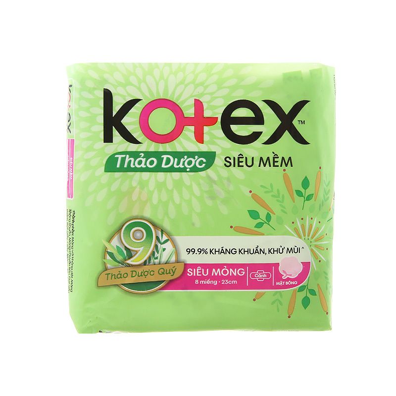 (핫) Kotex 울트라 틴 약초 날개형 생리대 23CM (8매입)