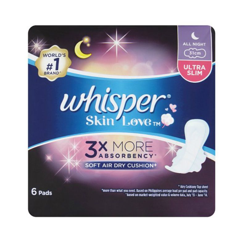 Whisper 울트라틴 나이트 생리대 31CM (6매)