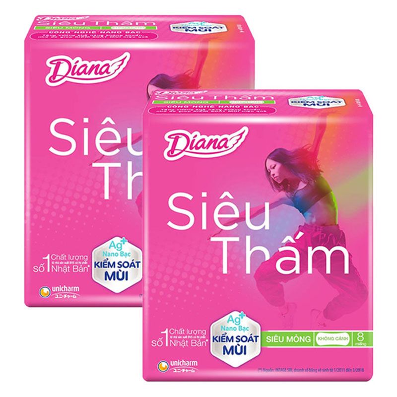 Diana 슈퍼슬림 초흡수 생리대 8매입 2개 세트