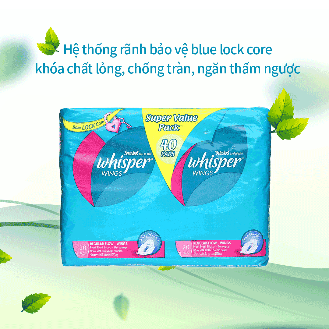 Whisper 레귤러 날개형 생리대 (40매)