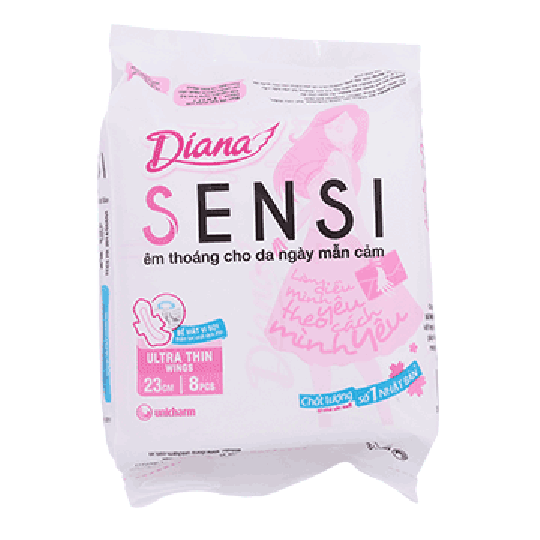 Diana Sensi 울트라 틴 날개형 생리대 23CM (8매)