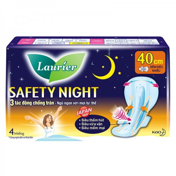 Laurier Safe Night 날개형 나이트 생리대 40CM (4매)