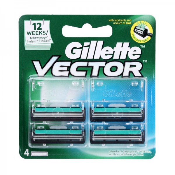 Gillette Vector Plus 면도날(4개/세트) - 구매시 물통 1개 증정