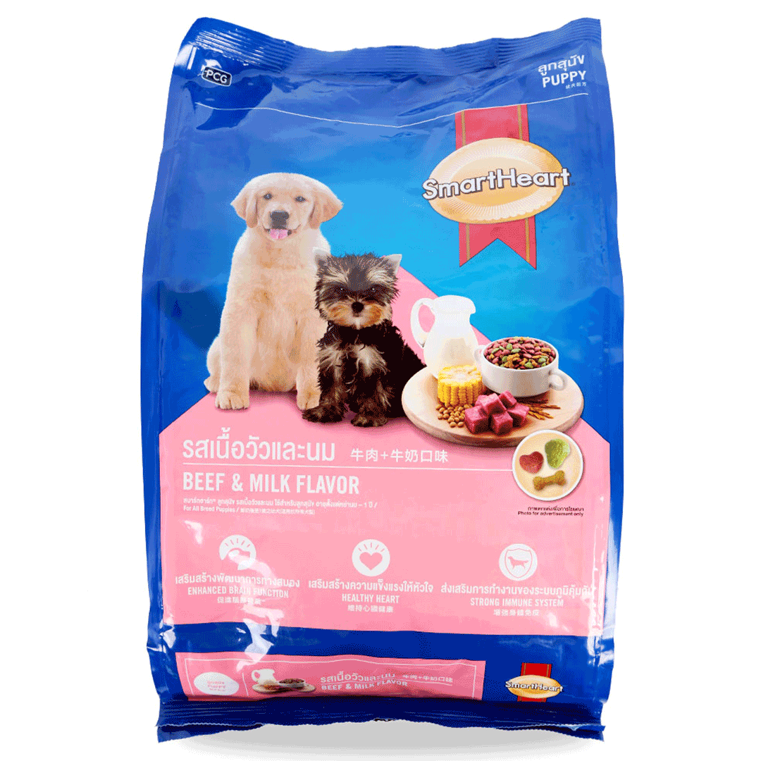 SMARTHEART 강아지 사료(소고기와 우유 맛)1.5KG