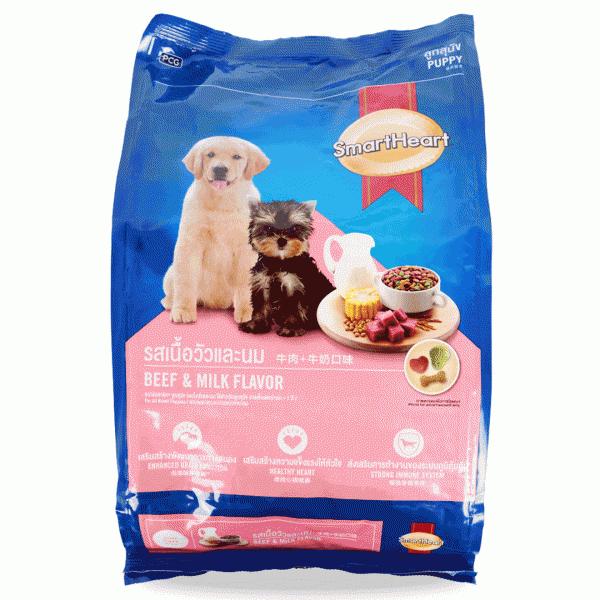 SMARTHEART 강아지 사료(소고기와 우유 맛)1.5KG
