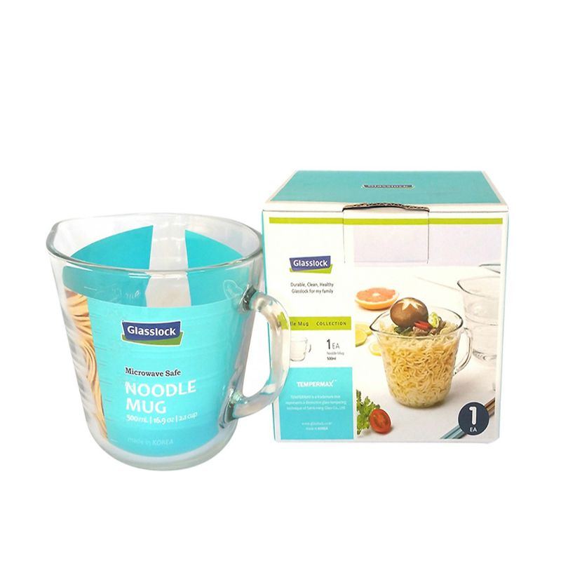 GlassLock 유리 라면컵 뚜껑있음 500ML