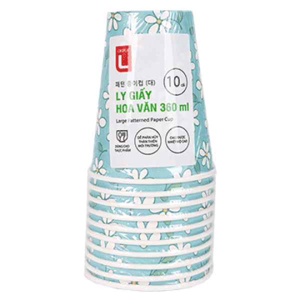 (핫) 꽃 무늬 종이 컵 10 세트 360ML