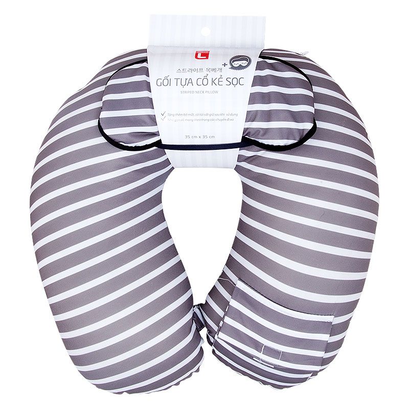 스트라이프 목베개 (회색)