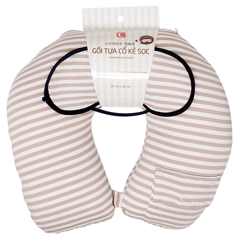 스트라이프 목베개 (갈색)
