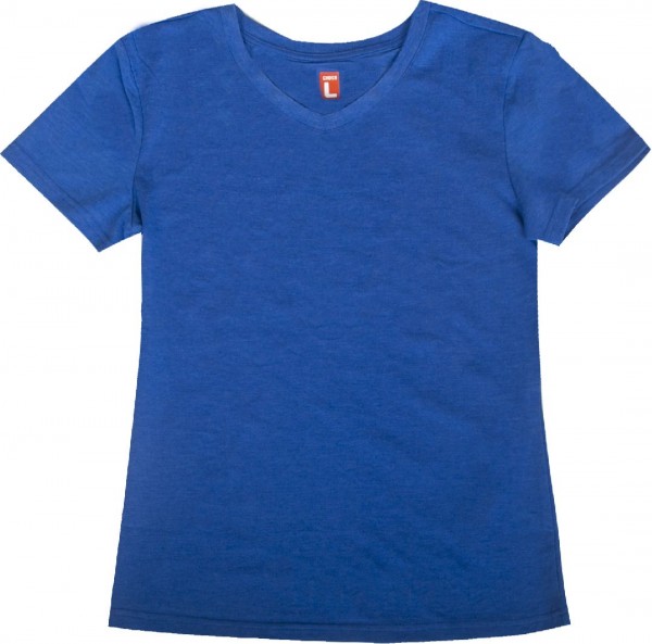 멜랑즈 여성 V넥 티셔츠 블루색 (L 사이즈)