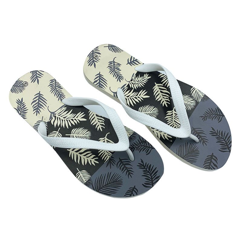 슬리퍼 사이즈 41 (흰색 잎 무늬)