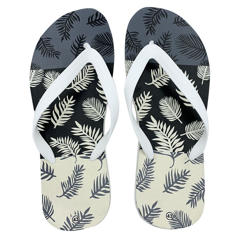 슬리퍼 사이즈 41 (흰색 잎 무늬)