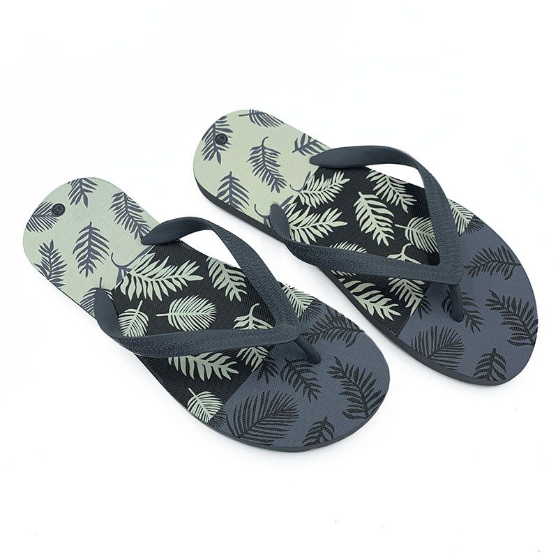 슬리퍼 사이즈 41 (회색 잎 무늬)