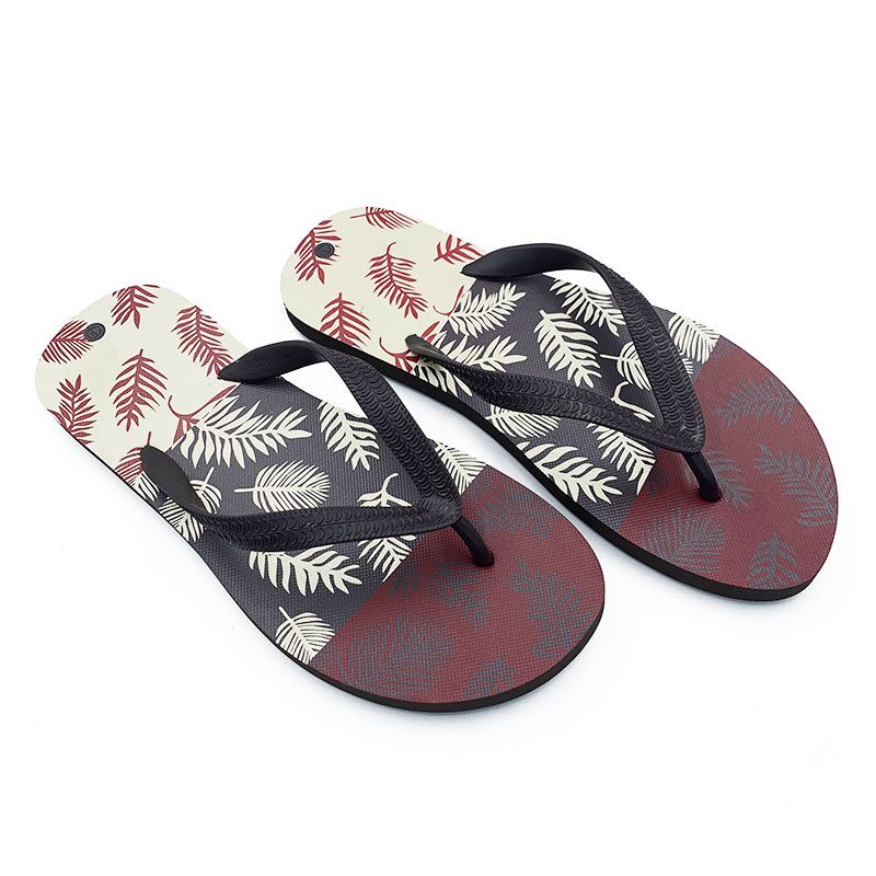 슬리퍼 사이즈 41 (갈색 잎 무늬)